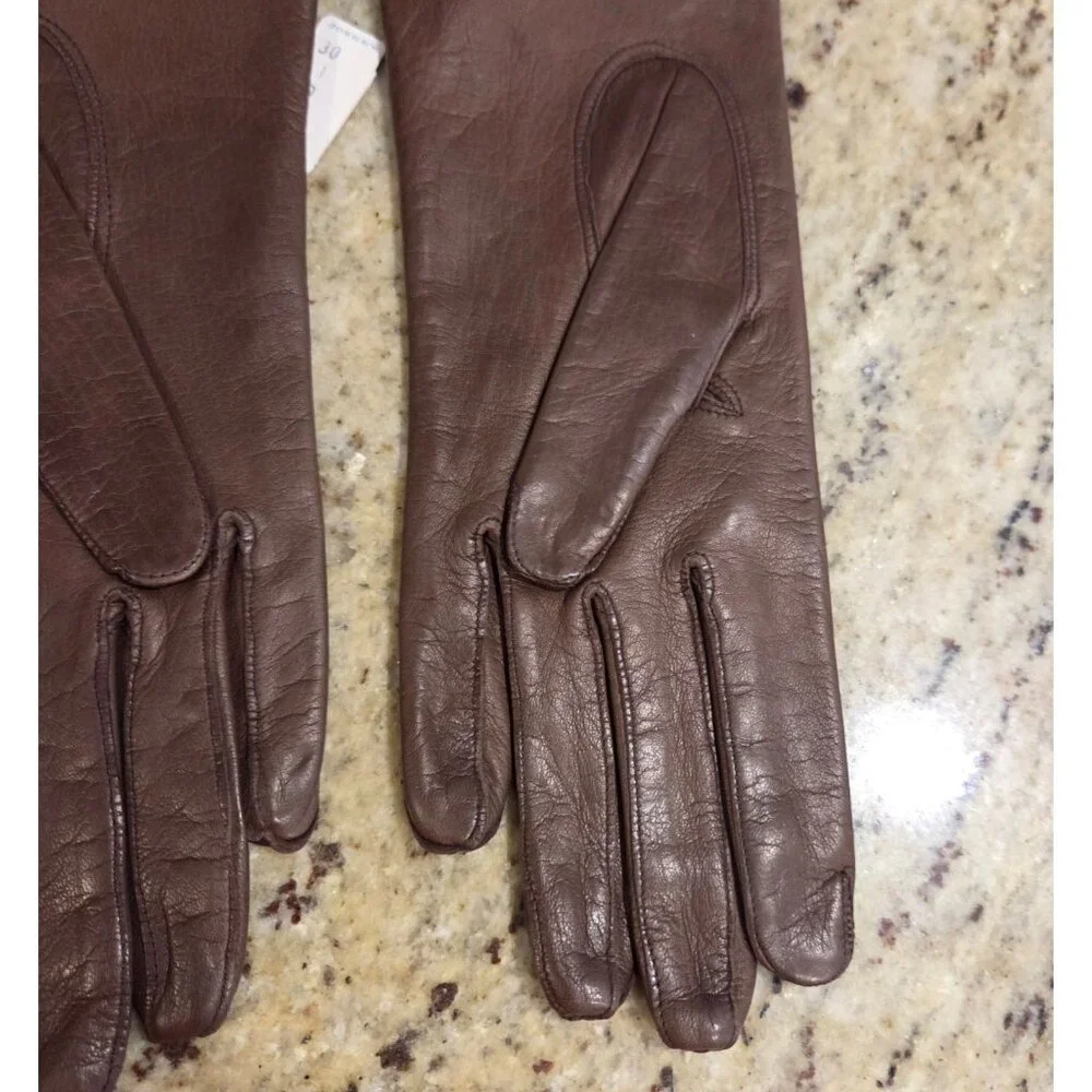 New! Vintage Women's Size S 6.5 Brown Soft Leather Lined Gloves Italy